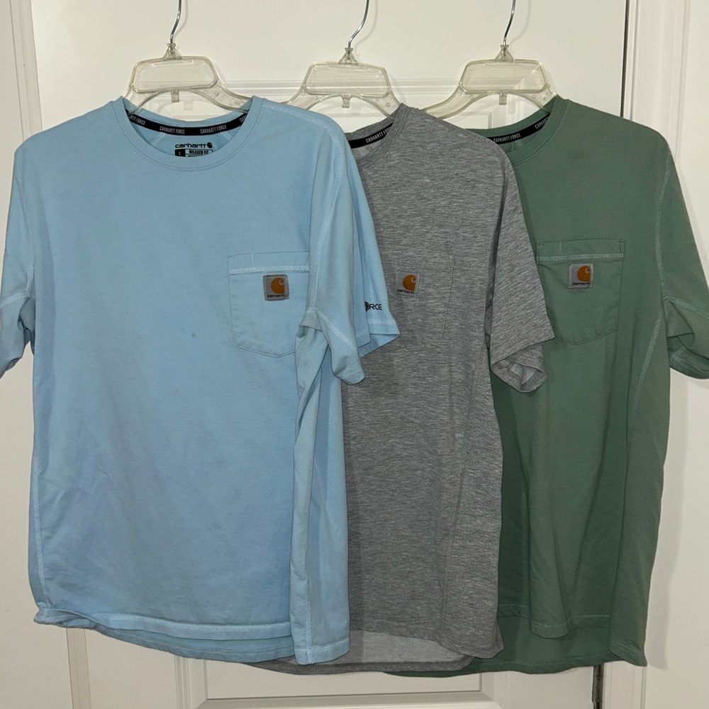 Carhartt Short Sleeve T-Shirt Trio - Light Blue, Gray, Green